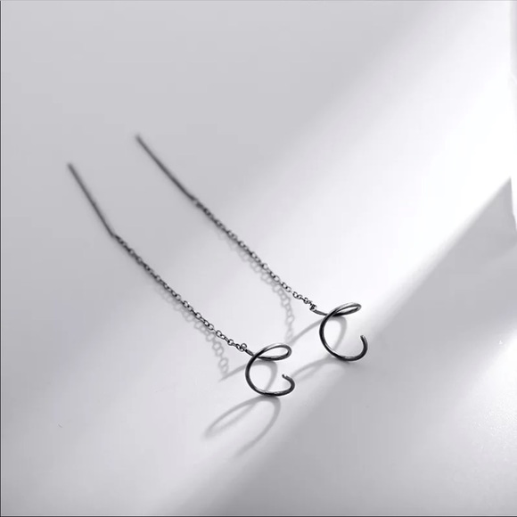 Silver Plated Spiral Curved Earring Threaders - Picture 2 of 4